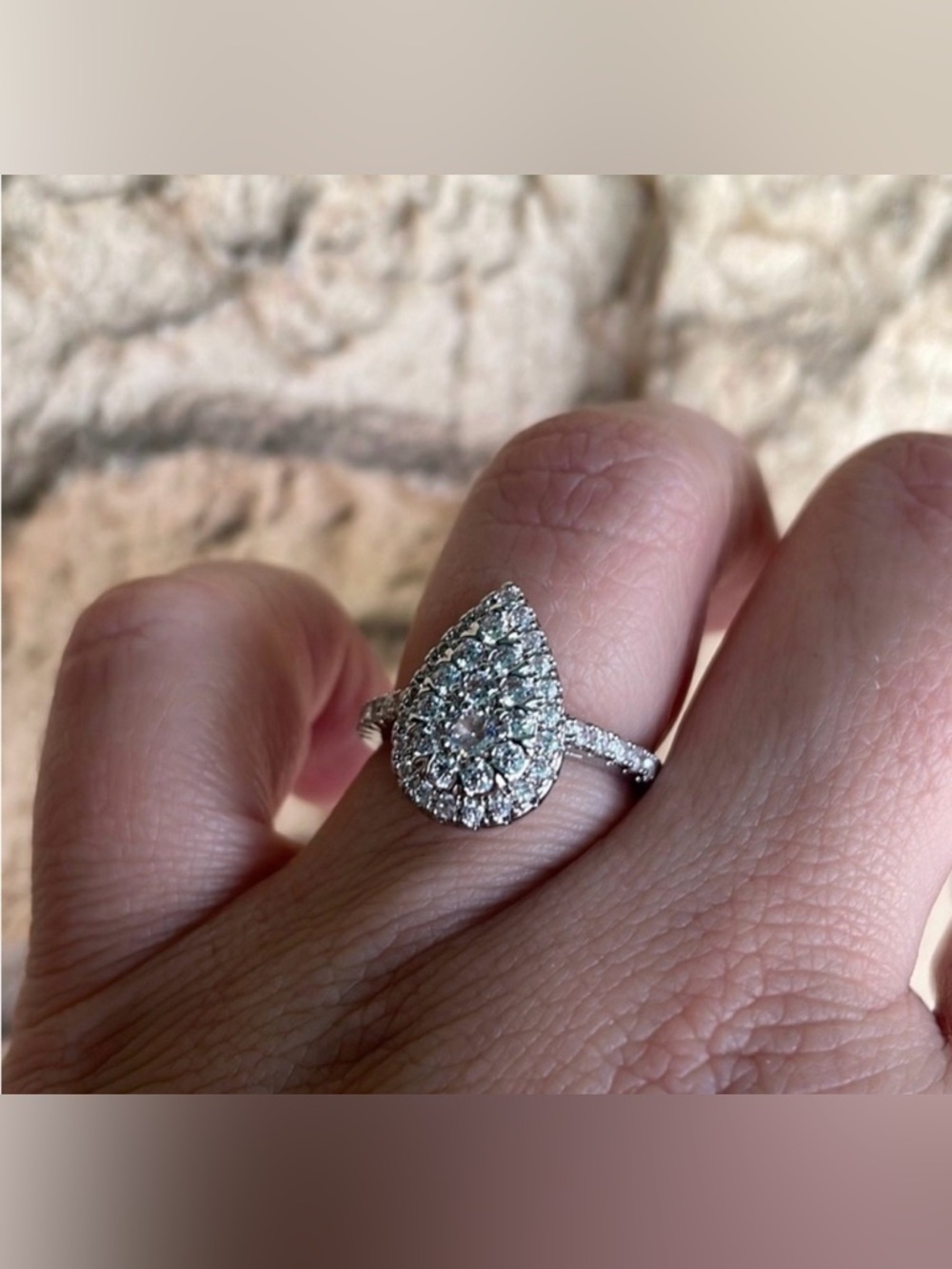 Water Drop Pear Shaped Ring for Sterling Silver Wedding Engagement CZ Sparkly